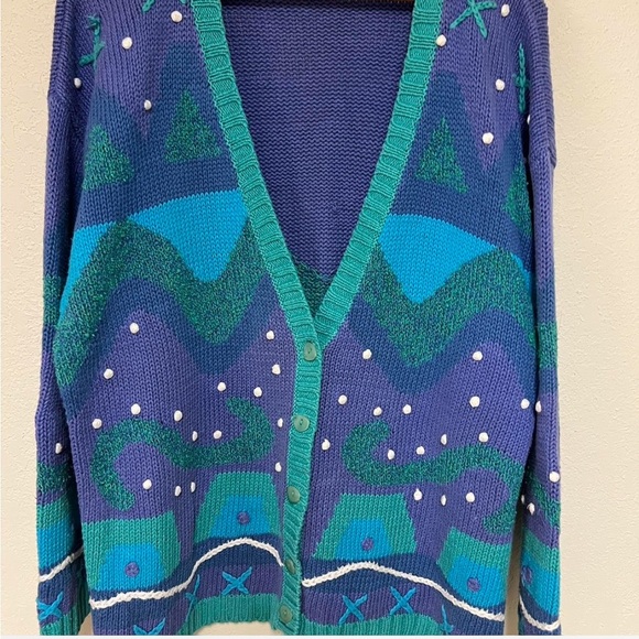 Colorful Women's Sweater with Button Front - Picture 2 of 6